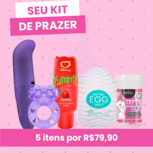 Kit Sexshop: Vibrador ponto G + Bolinha Excitante + Anel peniano + Masturbador Egg + Gel para oral Yummy
