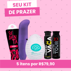 Kit Sexshop: Vibrador ponto G + Excitante + Masturbador Egg + Tesão de Vaca + Tesão de Touro