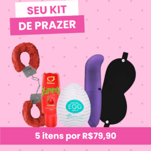 Kit Sexshop: Vibrador ponto G + Masturbador Egg + Gel para oral Yummy + Venda Tapa Olho + Algema Vermelha